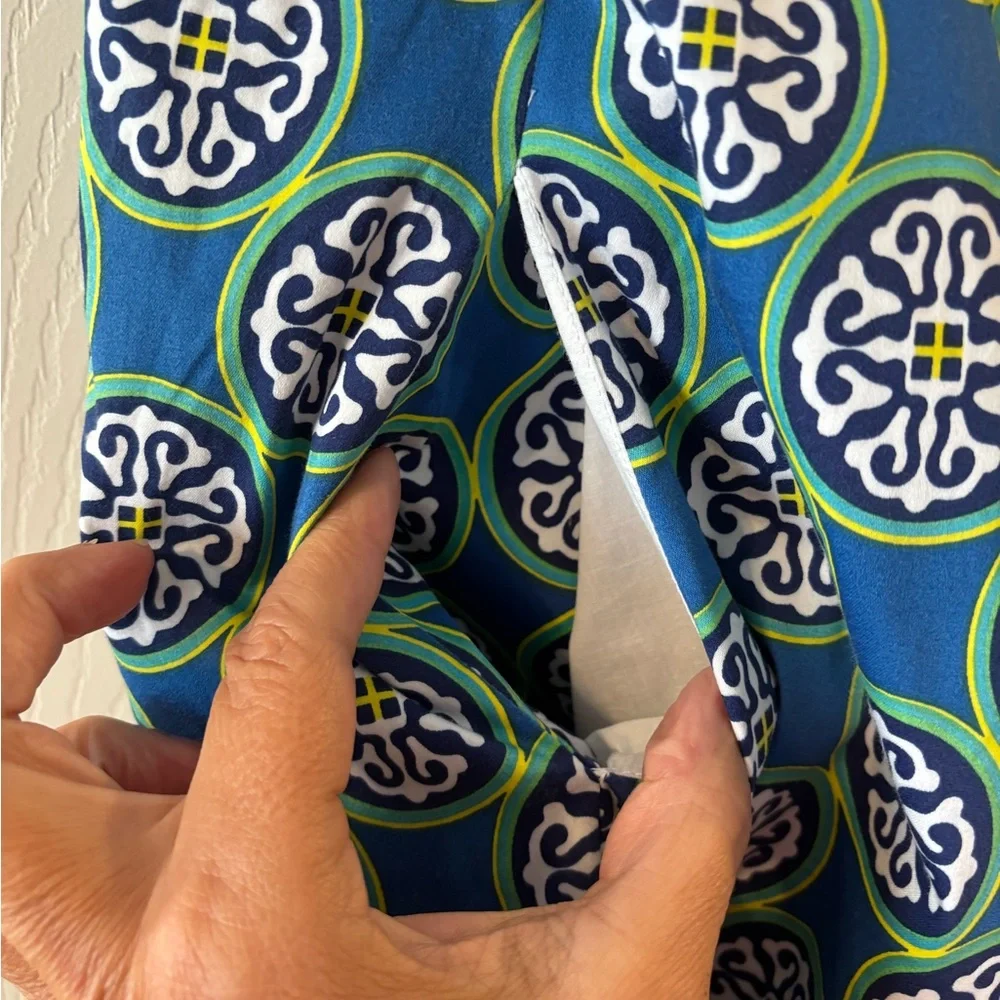 Dizzy Lizzie Vibrant Blue and Green Patterned Mini Dress Large - Picture 3 of 6